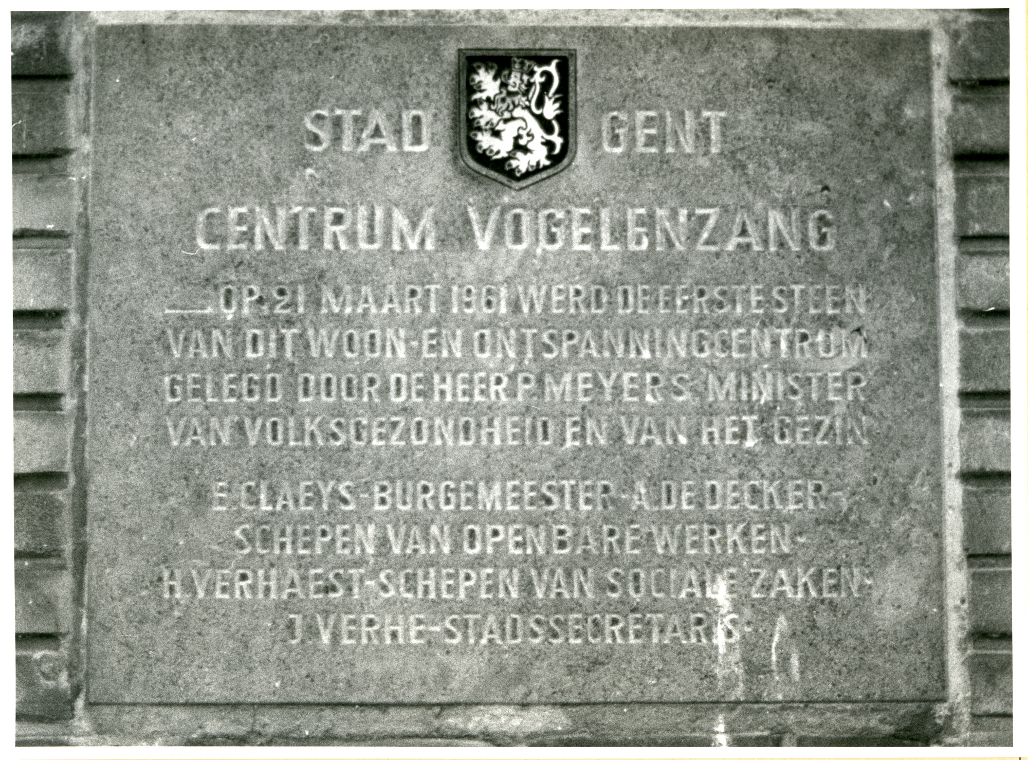 Gent: Vogelenzangpark: Gedenksteen, 1980