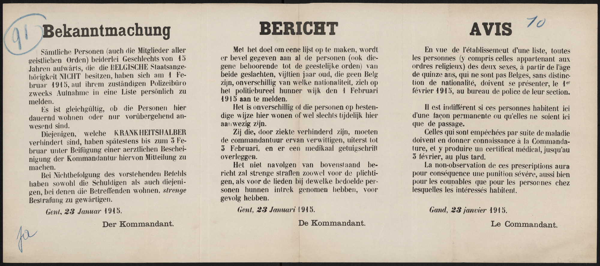 Bekanntmachung | Bericht | Avis.