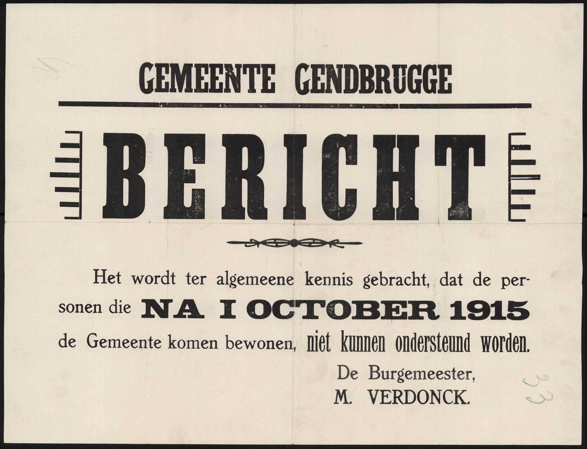 Gemeente Gendbrugge, Bericht.