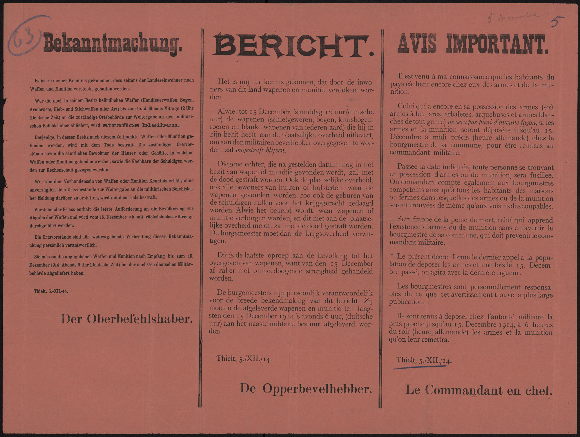 Bekanntmachung | Bericht | Avis important.