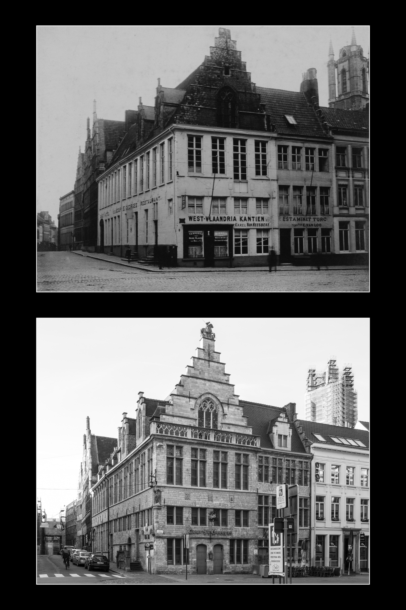Gent: Sint-Jorishof, hoek Botermarkt en Hoogpoort