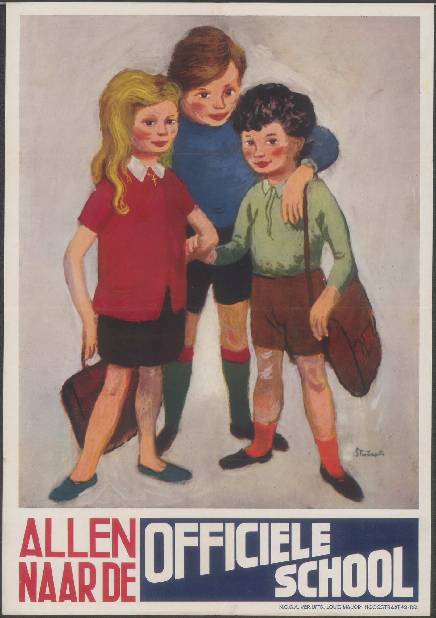 Allen naar de Officiële school, 1955