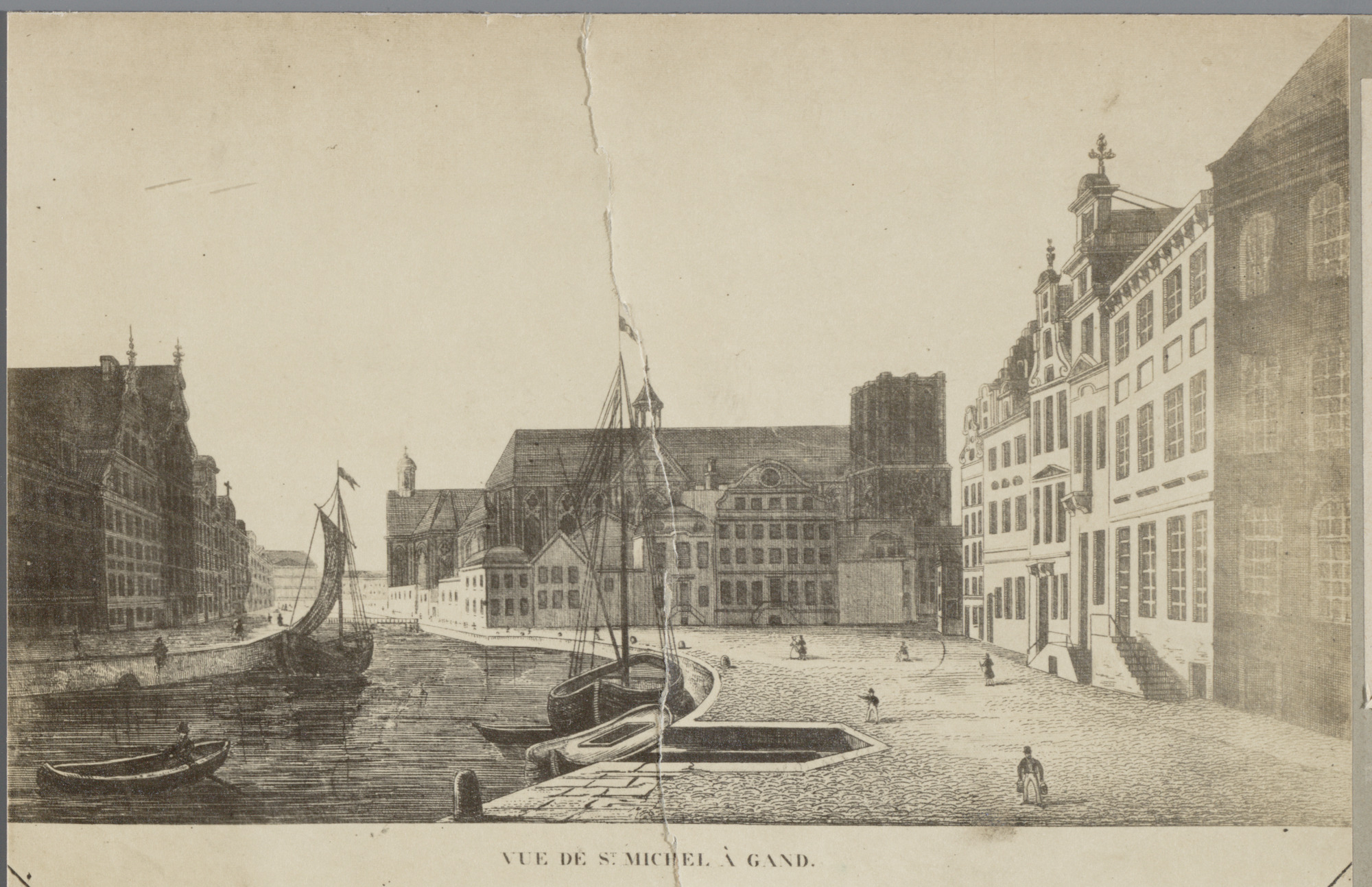 Gent: Zicht op Korenlei en Sint-Michielskerk