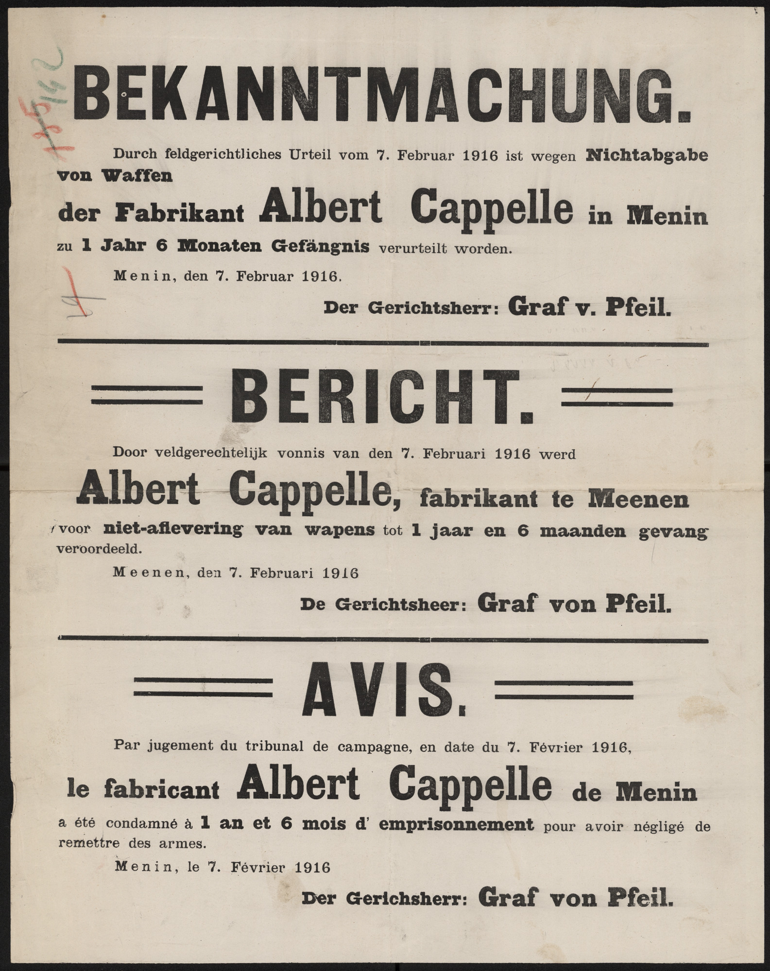 Bekanntmachung | Bericht | Avis.