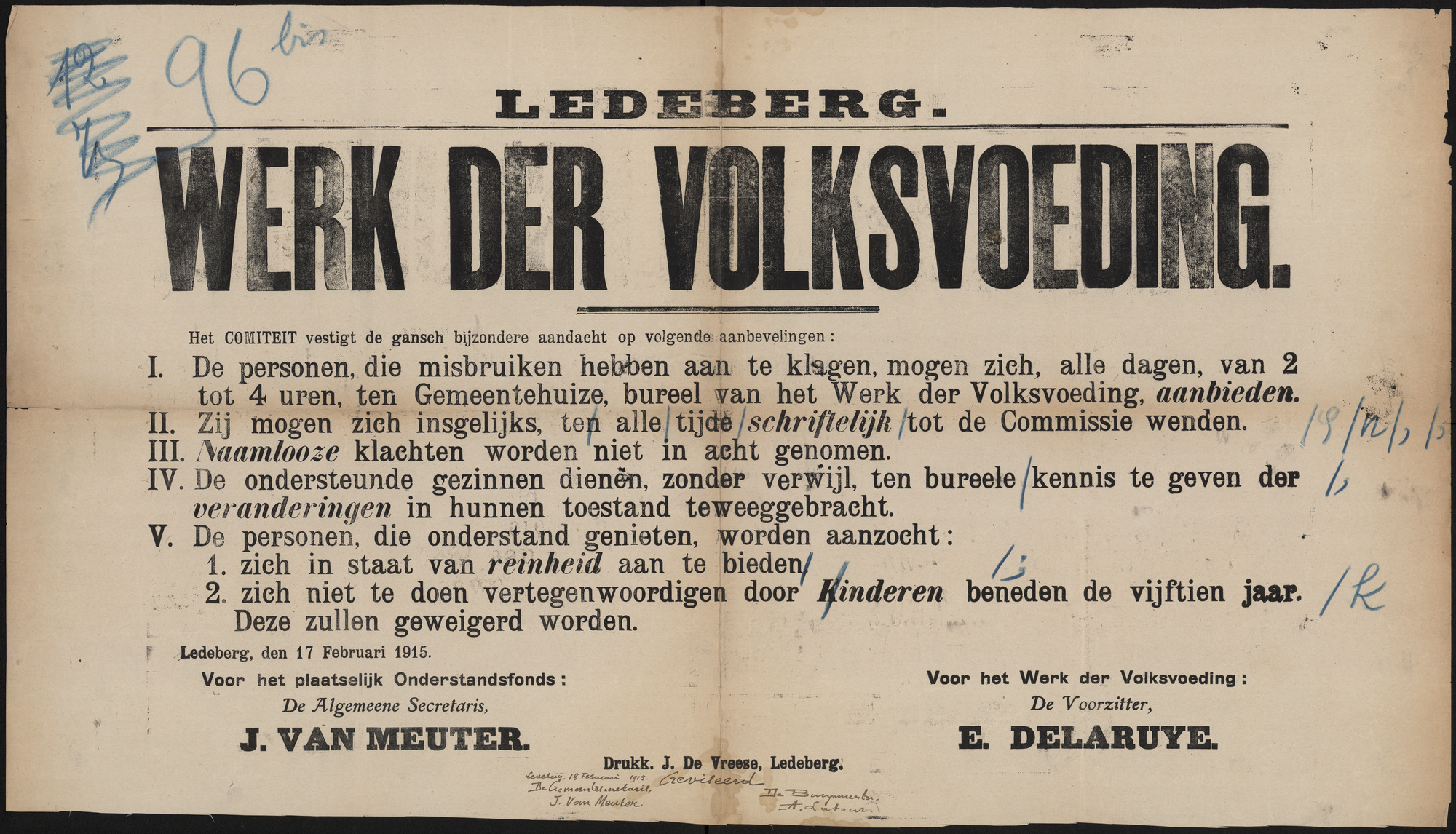 Ledeberg, Werk der volksvoeding.