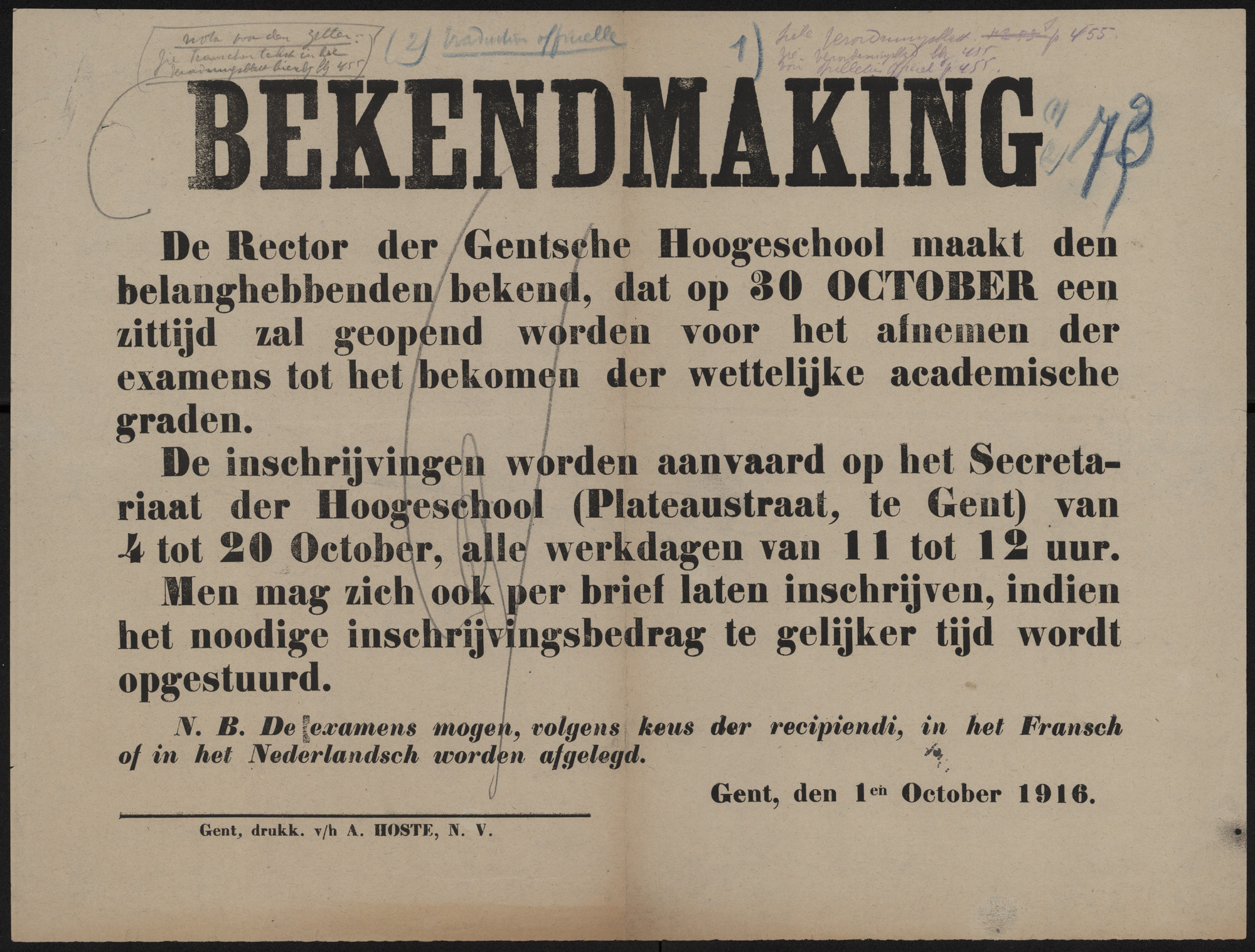 Bekendmaking.