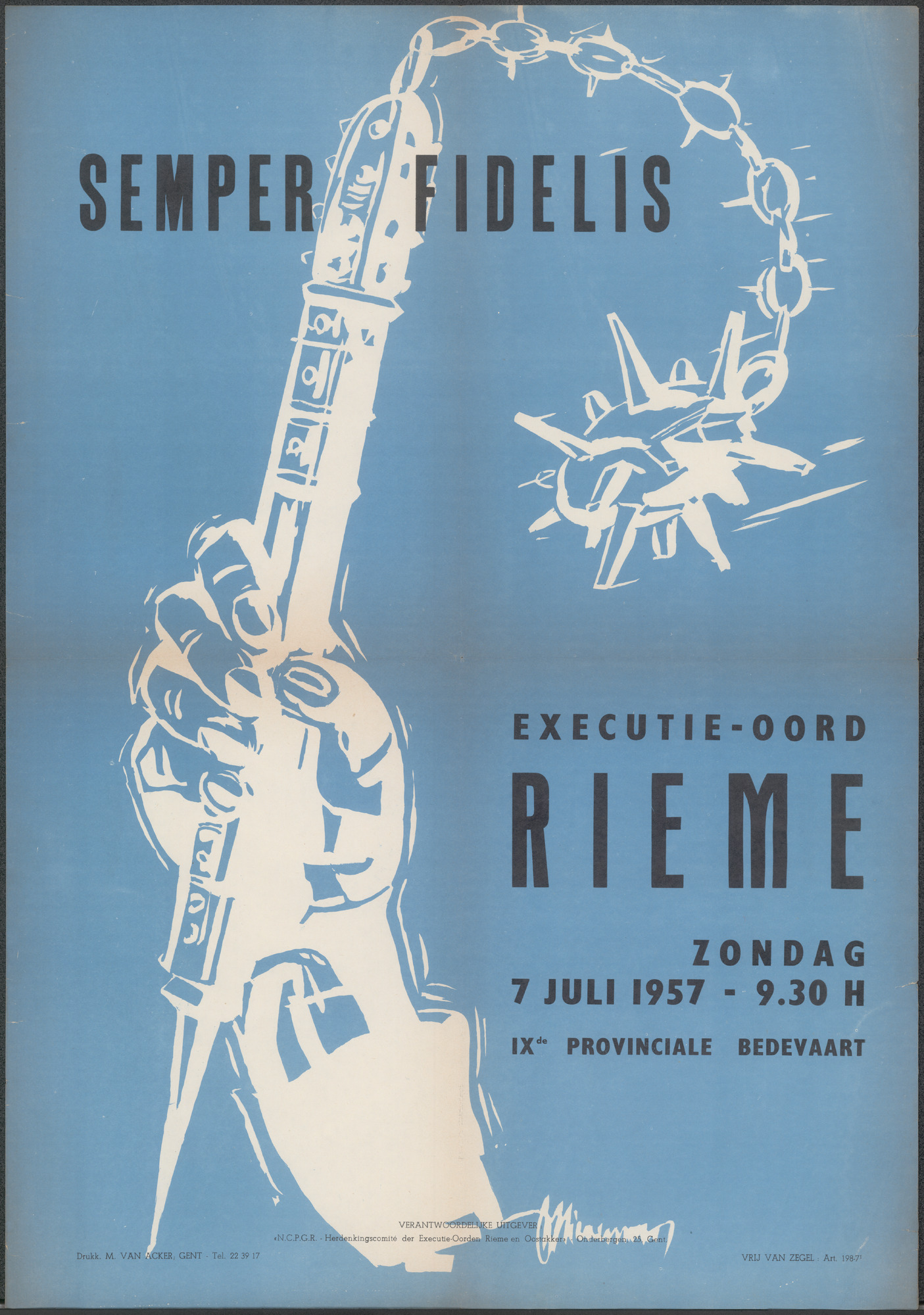 IXde Provinciale Bedevaart, Executie-oord Rieme, Oostakker, 7 juli 1957