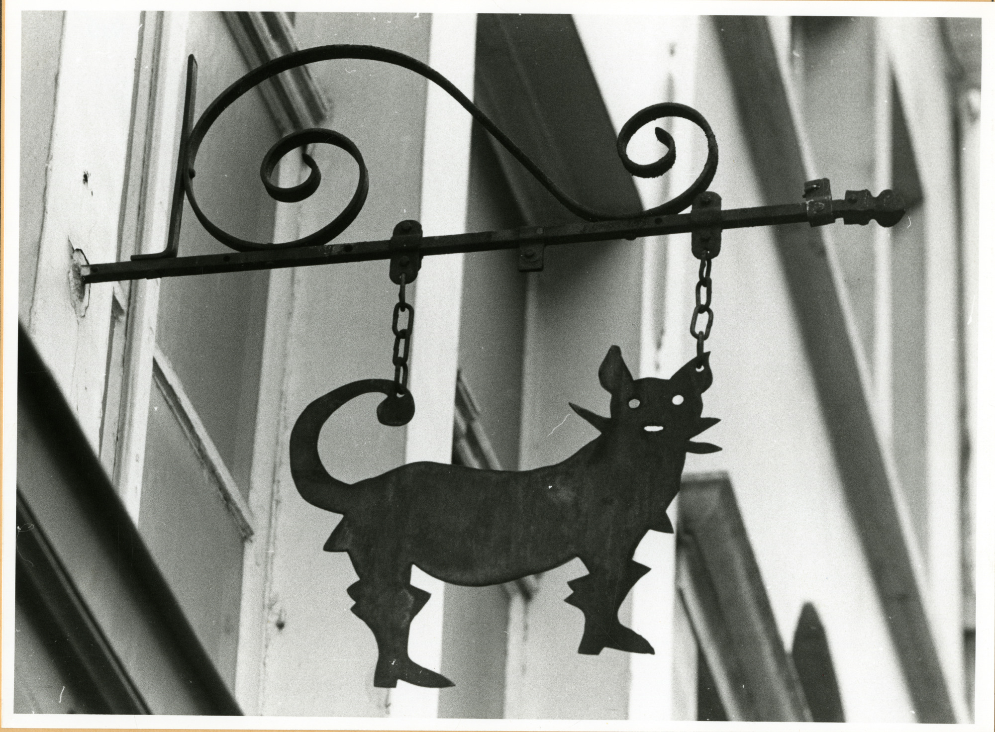 Gent: Jan Breydelstraat 6: Uithangbord gelaarsde kat, 1979