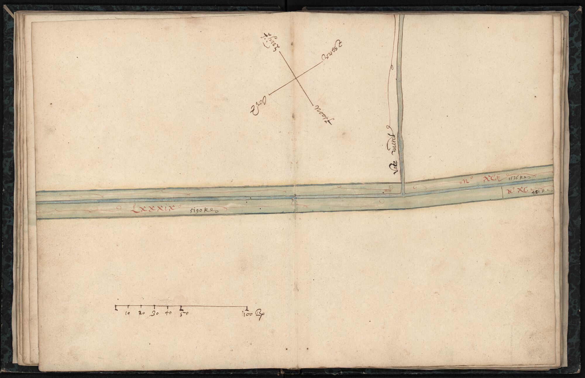 Kaartenboek van de Lieve tussen Damme en de brug van Raveschoot, voorbij Balgerhoeke, Anoniem, 17de eeuw