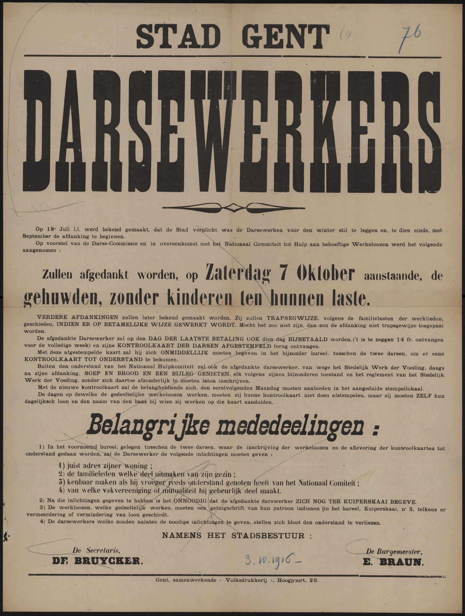 Stad Gent, Darsewerkers.