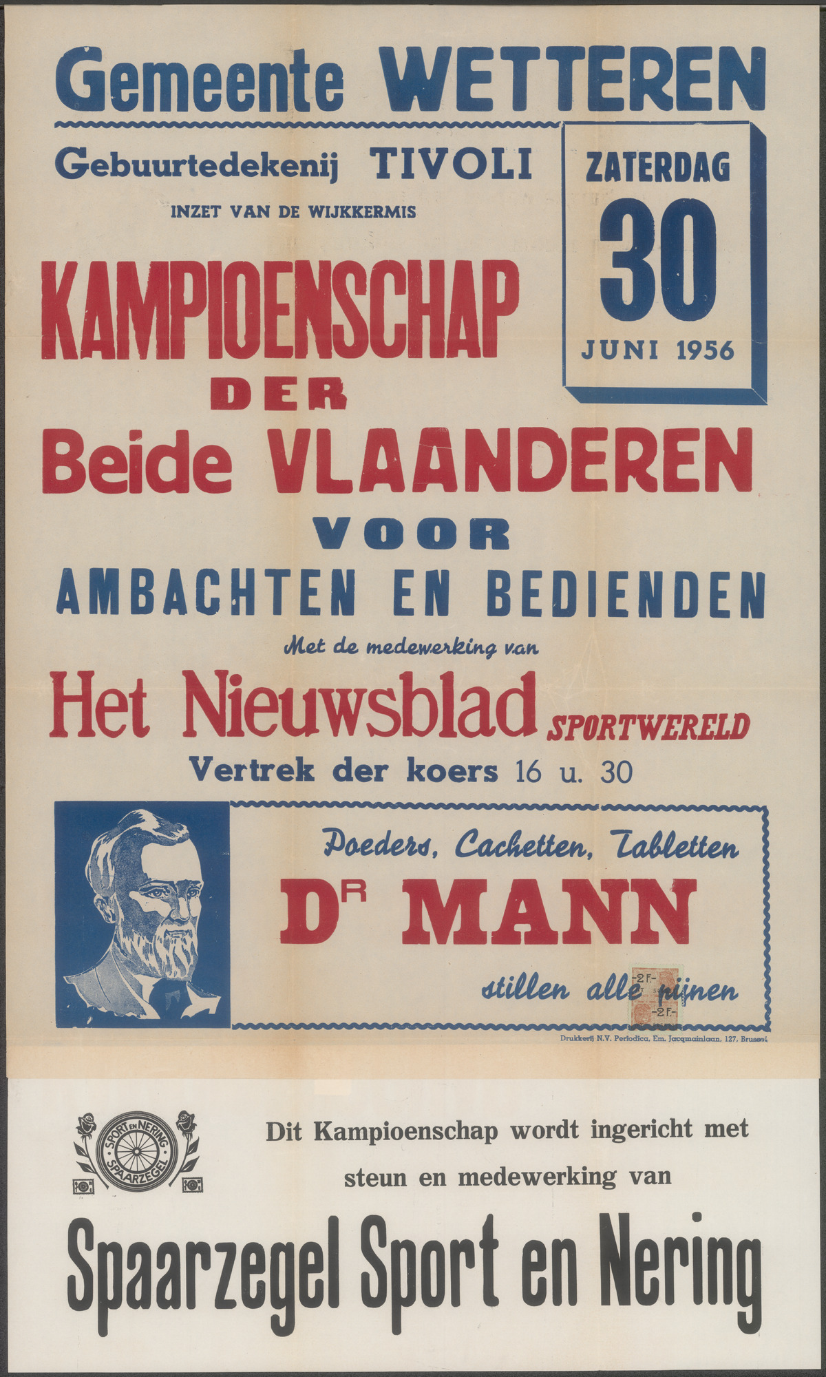 Kampioenschap der Beide Vlaanderen voor ambachten en bedienden, Gemeente Wetteren, zaterdag 30 juni 1956