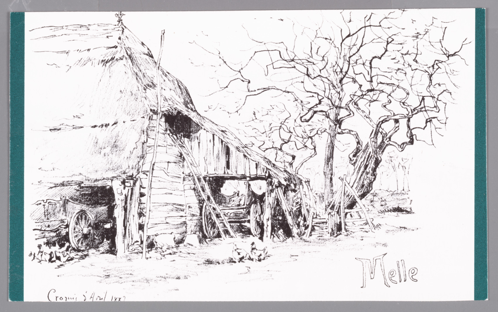Melle: tekening van de tuin van een boerderij