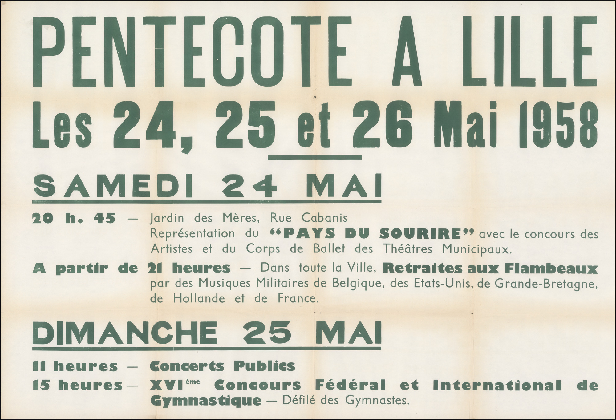 Pentecôte à Lille (Pinksteren in Rijsel), Rijsel, 24 mei - 25 mei 1958