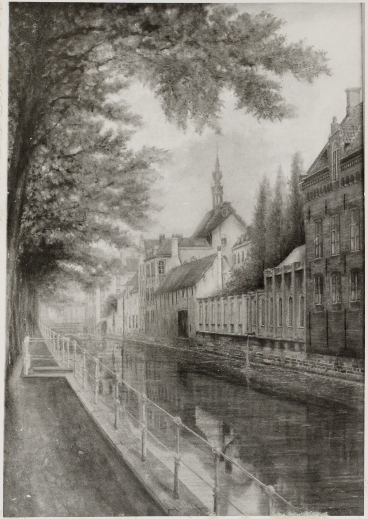 Gent: Tekening van de Oude Houtlei
