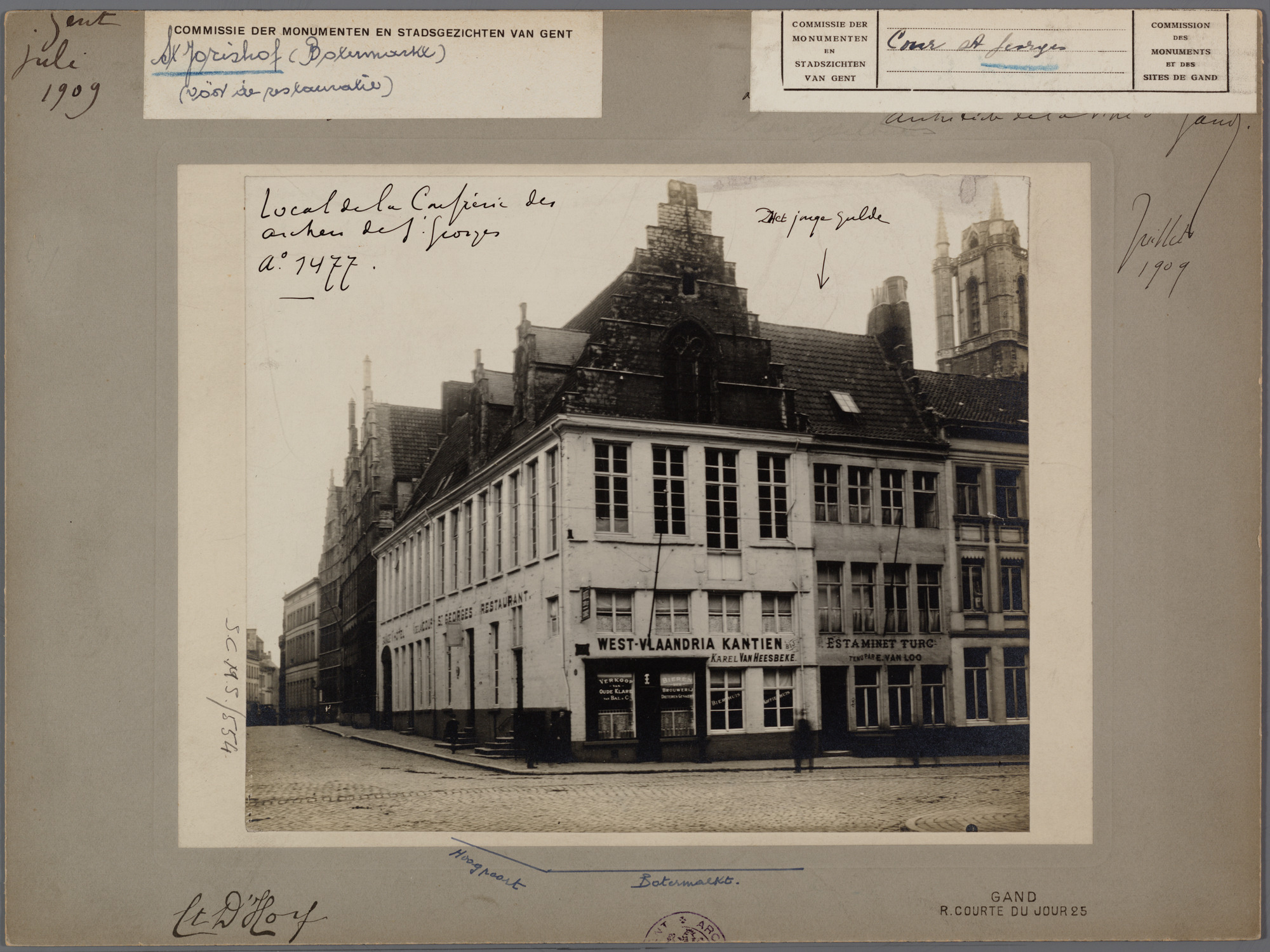 Gent: Sint-Jorishof, hoek Botermarkt en Hoogpoort