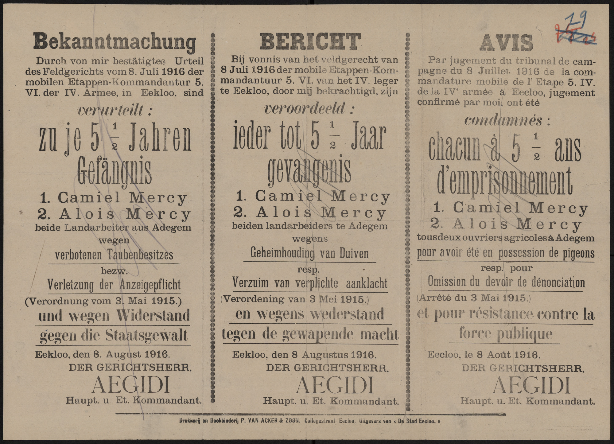 Bekanntmachung | Bericht | Avis.