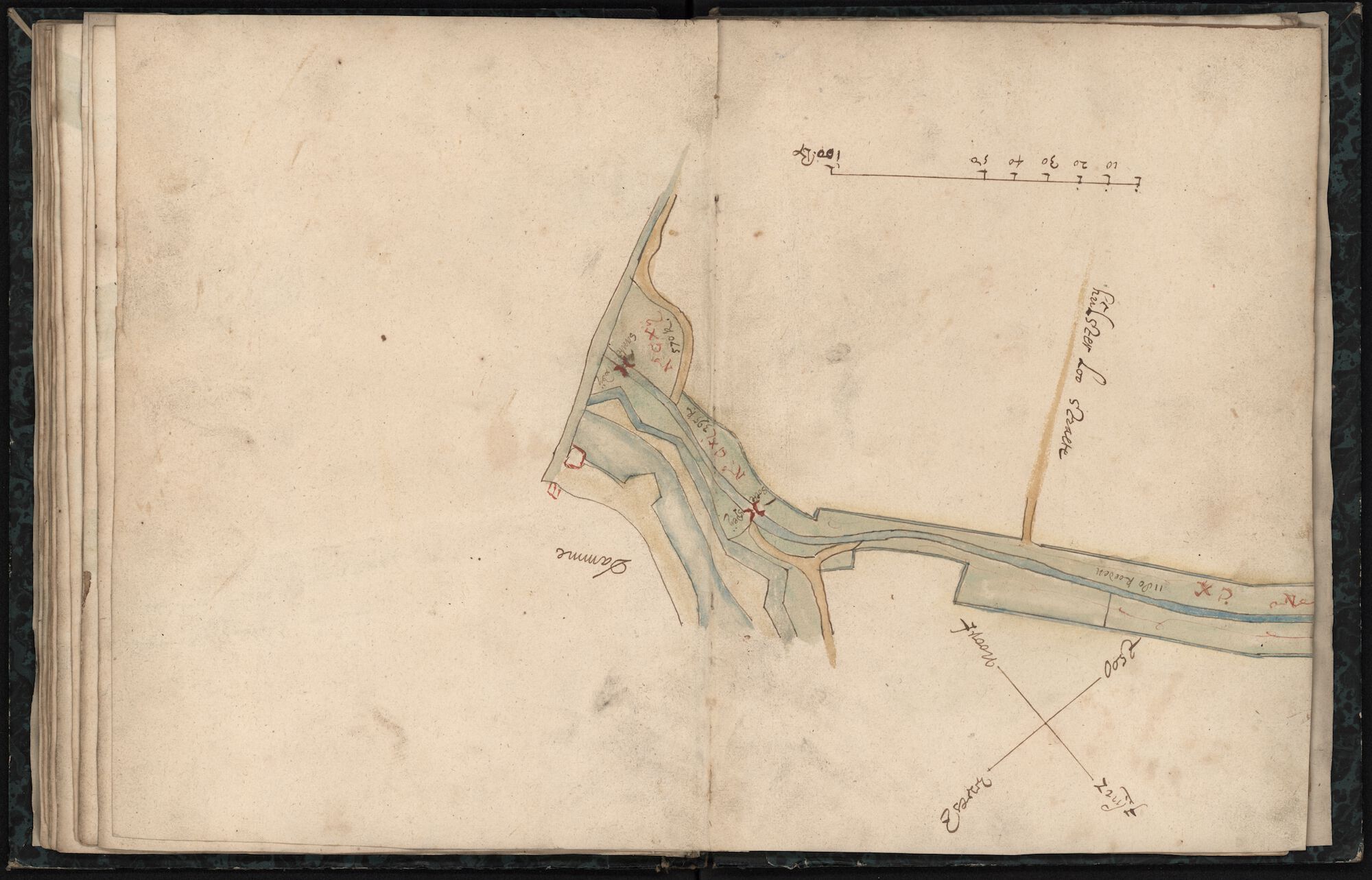 Kaartenboek van de Lieve tussen Damme en de brug van Raveschoot, voorbij Balgerhoeke, Anoniem, 17de eeuw