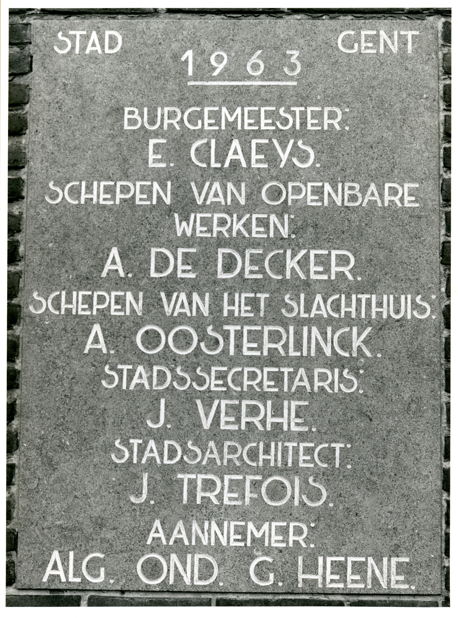 Gent: Gandastraat: Gedenksteen, 1980