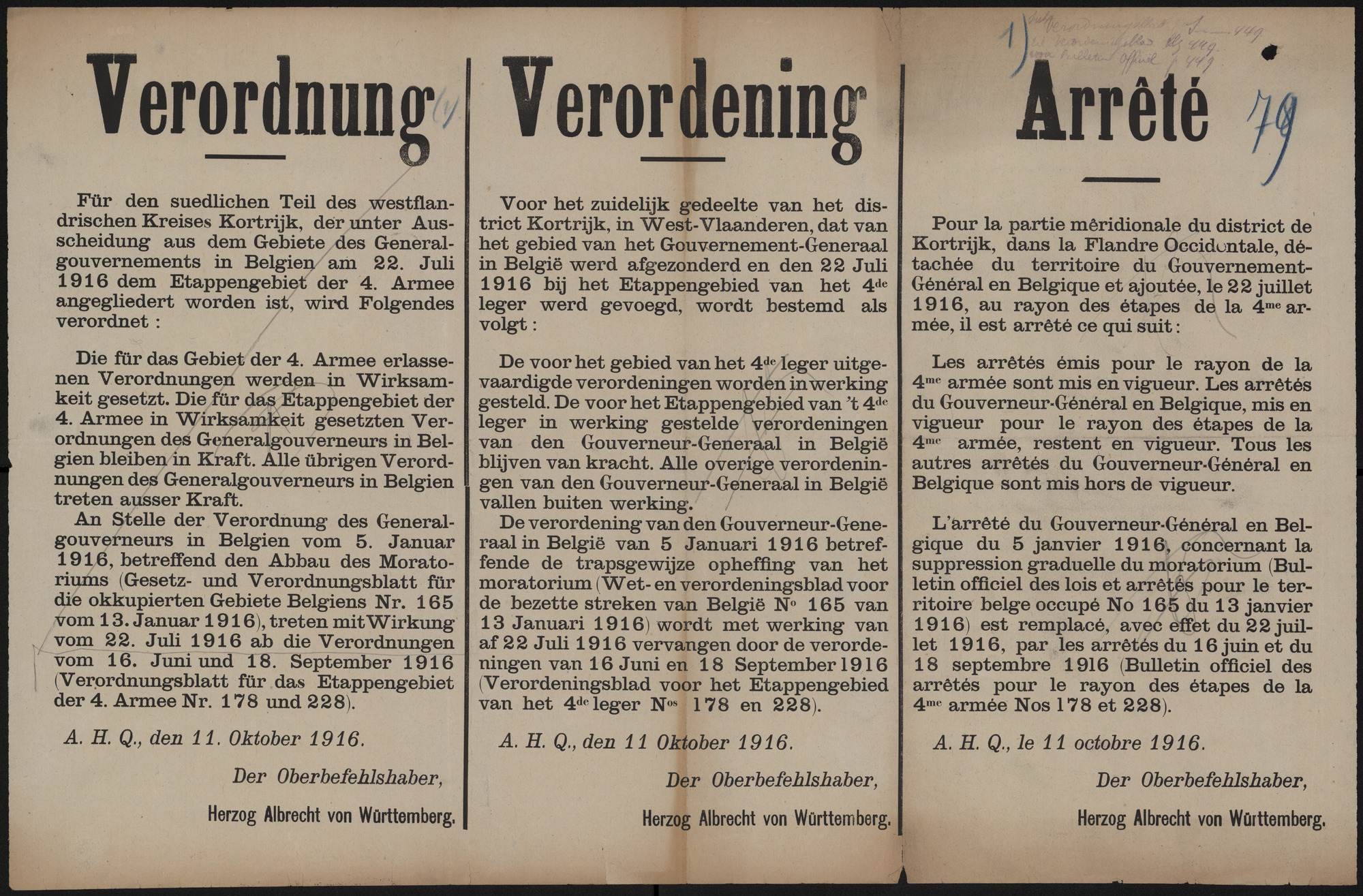 Verordnung | Verordening | Arrêté.
