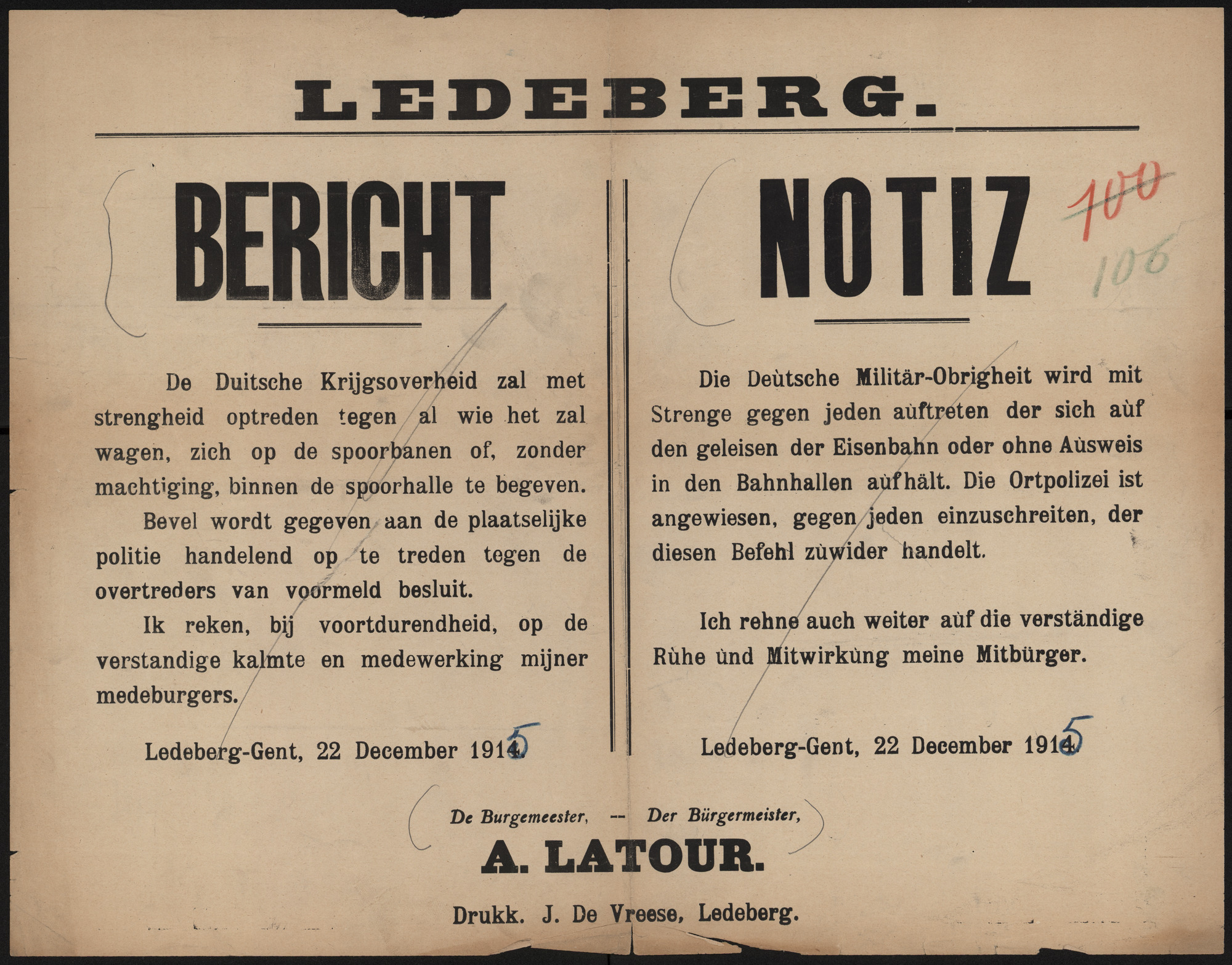 Ledeberg, Bericht | Ledeberg, Notiz.