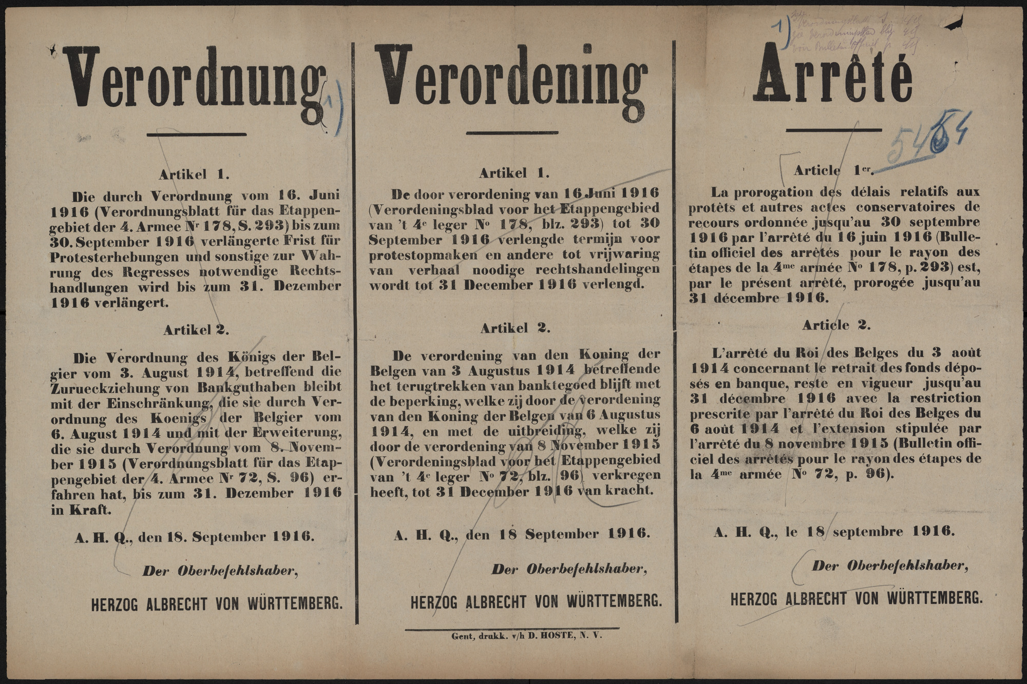 Verordnung | Verordening | Arrêté.