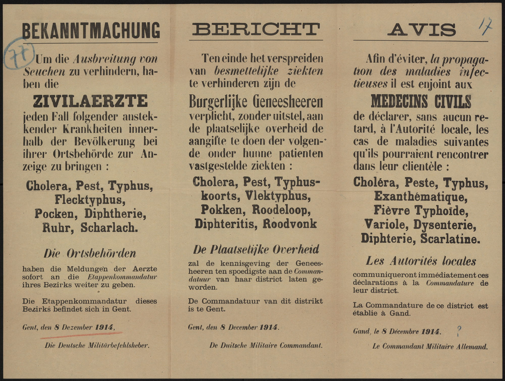 Bekanntmachung | Bericht | Avis.